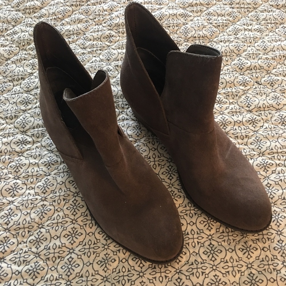 Booties, coffee colored suede, women’s size 9